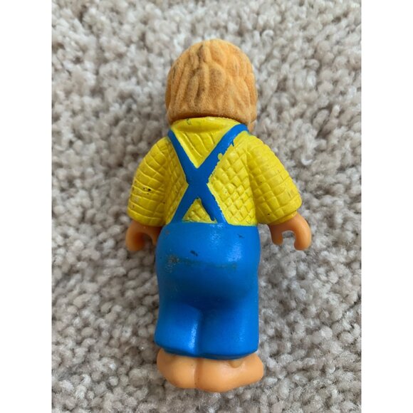 Vintage Berenstain Bears Papa Bear Figure Toy 3" Tall Blue Overalls Yellow Shirt - Picture 2 of 7